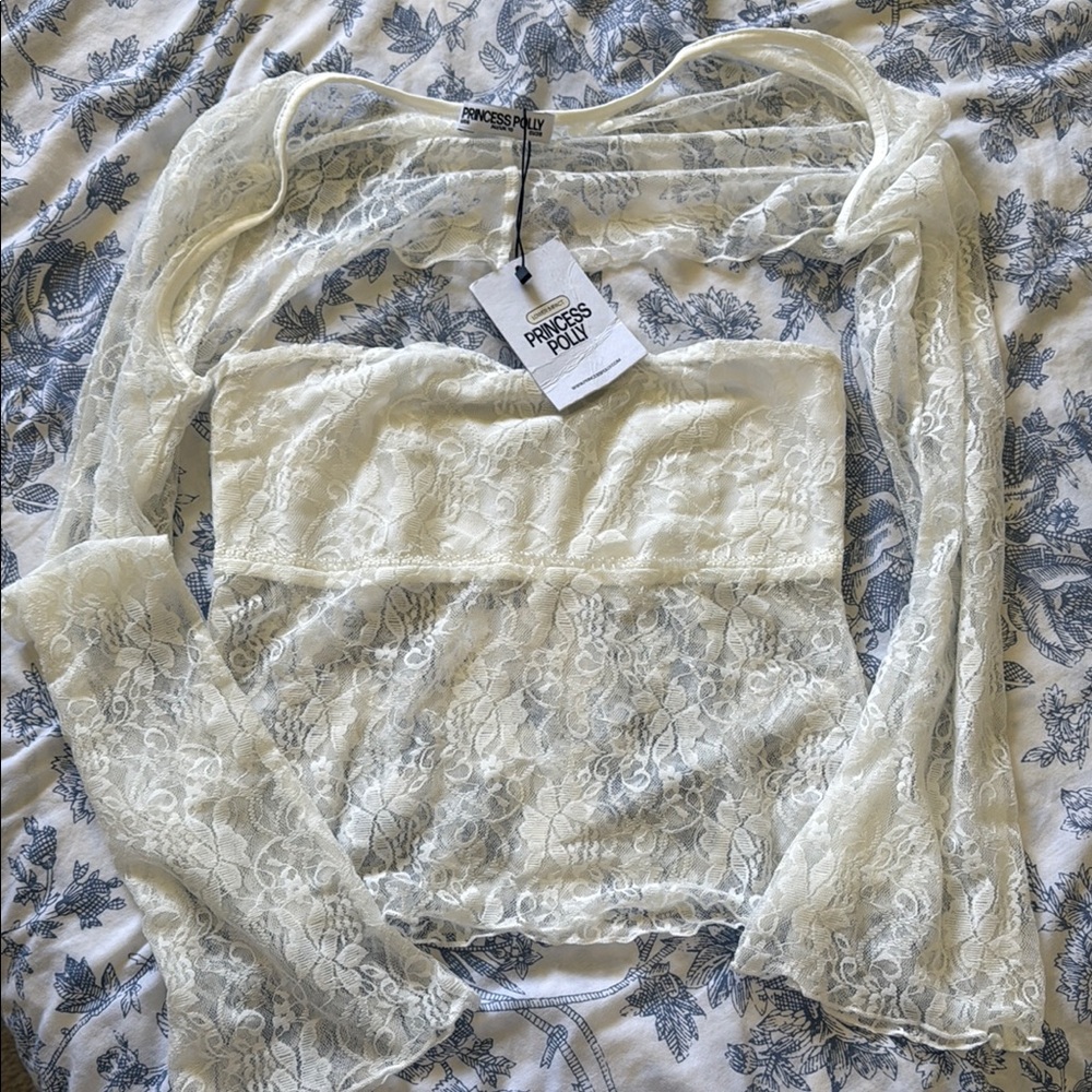 Princess Polly White Sheer Long Sleeve Blouse